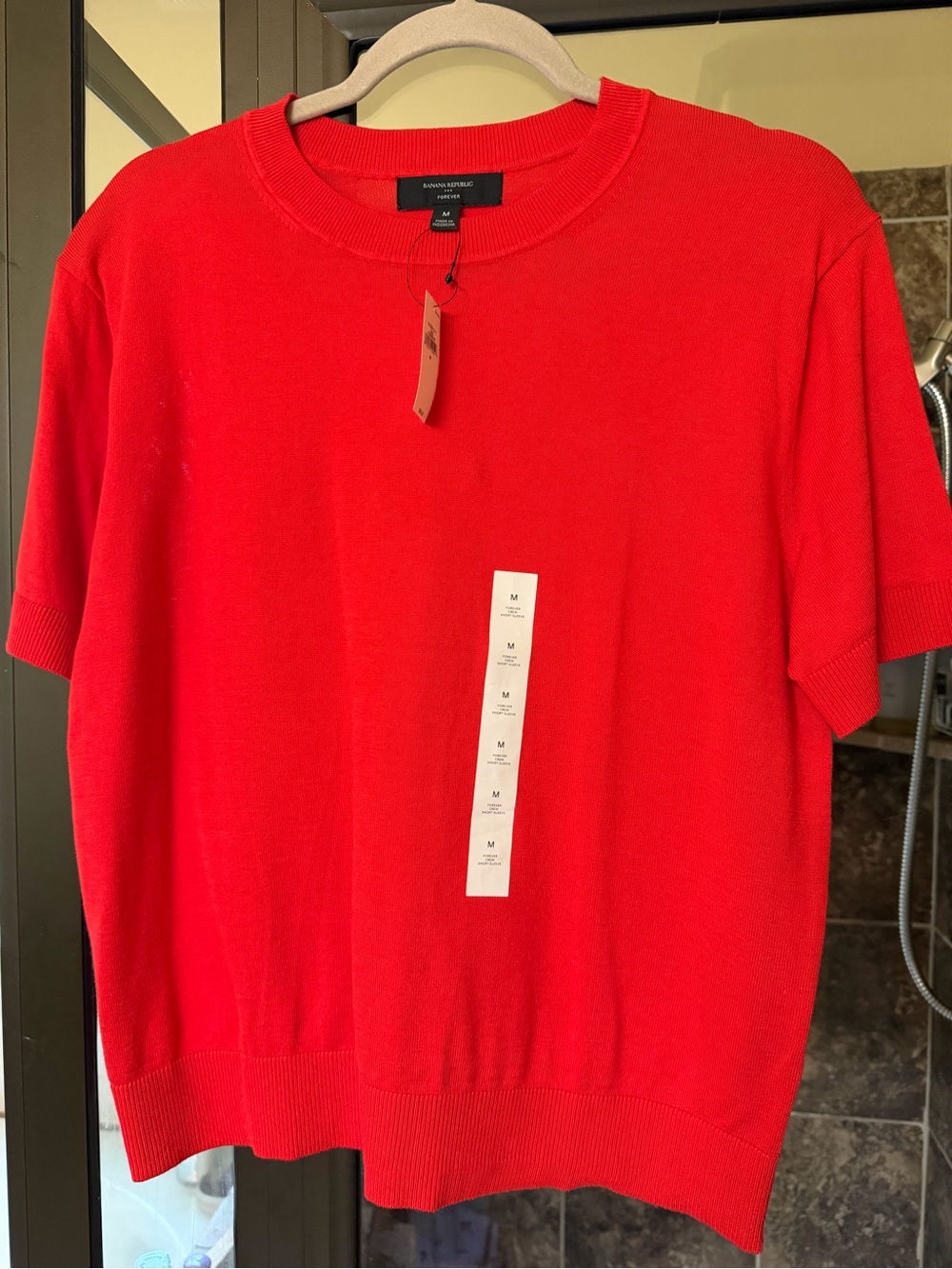 Banana Republic Women’s Red Cotton Short-Sleeve Sweater